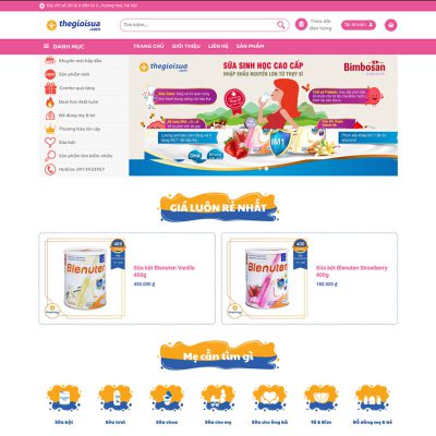 Theme wordpress bán sữa, tã, đồ em bé