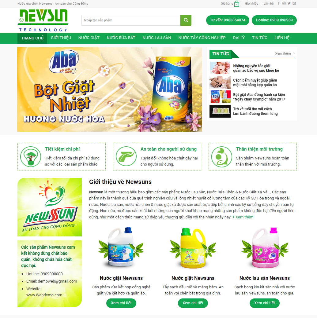 Theme wordpress bán nước giặt, bột giặt